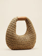 Round Crochet Woven Handheld Straw Bag