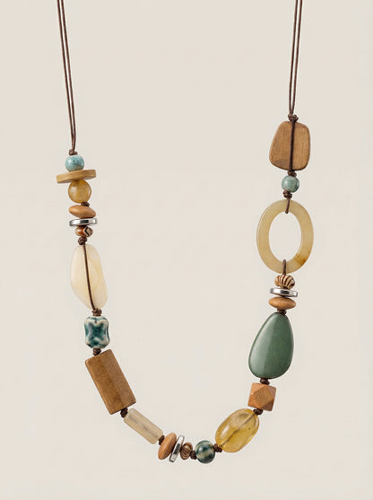 Bohemian Mixed Bead Long Pendant Necklace