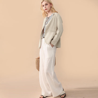 Nordic Loose Casual Trousers Women Linen Cotton Straight Leg Pants High Sense All Matching Graceful Cotton Linen Wide Leg Pants