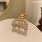 Gold Pearl Rhinestone Mini Hair Clip