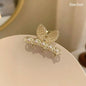 Gold Pearl Rhinestone Mini Hair Clip