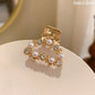 Gold Pearl Rhinestone Mini Hair Clip