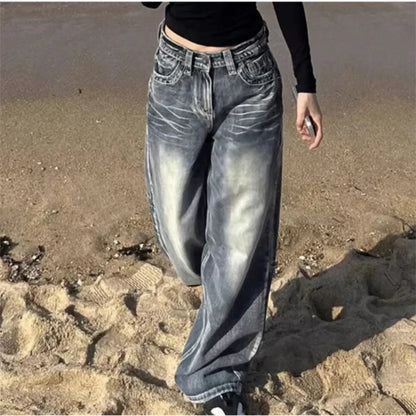 Vintage Y2K Baggy Blue Jeans – High Waist Oversize Denim Trousers